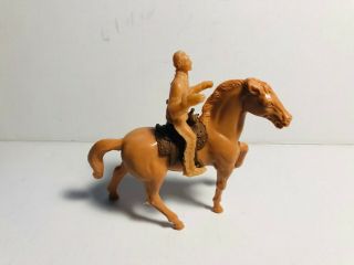 Vintage Stuart Tan Standing Horse With Rider And Brown Saddle