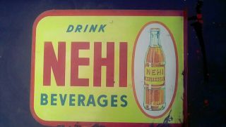 Vintage Advertising Soda Metal Signs Nehi Flange Sign 2 Sided
