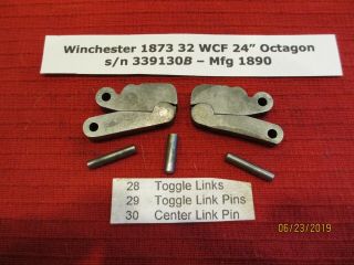 Winchester Model 1873 Matched Toggles & Pins from a 32 WCF rifle c1890 4