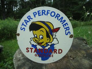 Vintage Standard Gasoline Porcelain Gas Station Sign Star Performers