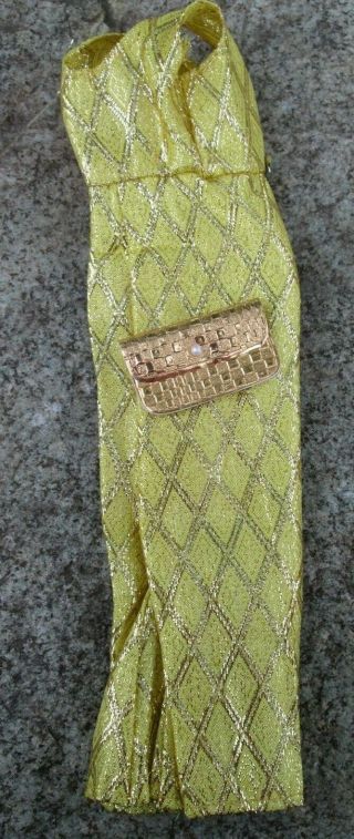 Vintage Mod Barbie Clone Babs Mitzie Gold Lame Pantsuit & Purse Stunning