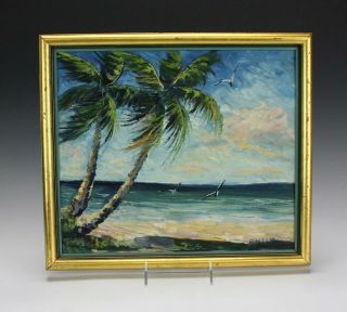 Vintage Signed Williams Mystery Artist Highwaymen Style Beach Oil Painting Pff