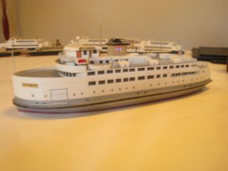 Vintage 1970 ' s Fine Scale Handcrafted Wooden Ship Model - M/V Naushon Ferry 2