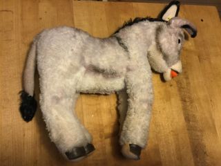 RARE XL Darling Vintage Steiff Donkey Grissy 14” Tall SWEET Button ID 6