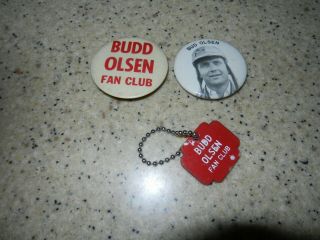 Vintage Bud Olsen Fan Club Pin Back Buttons & Key Chain