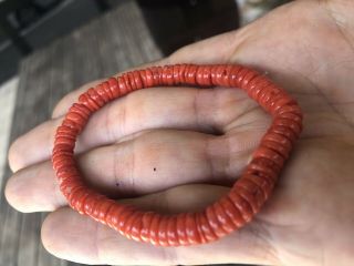Old Natural Undyed Blood Red Coral Bracelet 13.  8 grams 2