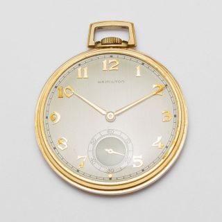 Hamilton Running 14k Solid Gold Open Face Vintage Pocket Watch