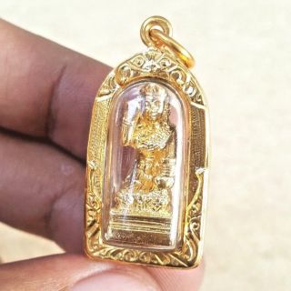 Nang Kwak Millionaire Rich Money Lucky Thai Brass Amulet Luck Pendant Gold Case