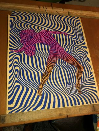 1968 Vintage Black Light Poster Woman Psychedelic Yana Showalter