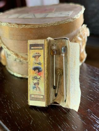 Artisan Miniature Dollhouse Vintage Susan Harmon Victorian Ladies Boxed Hat Pins
