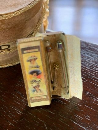 Artisan Miniature Dollhouse Vintage Susan Harmon Victorian Ladies Boxed Hat Pins 4