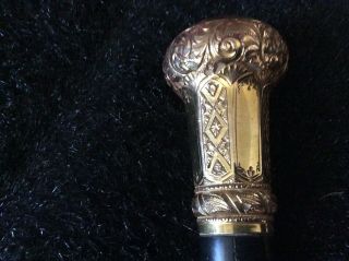 Magnificent 35” Antique Walking Cane Stick Ornate 14k Gold Filled Handle