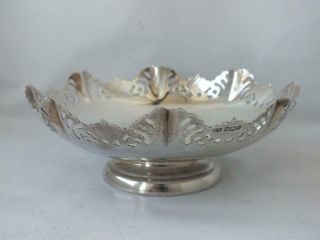Solid Sterling Silver Pierced Rim Dish 1960/ Dia 14.  4 Cm/ 169 G