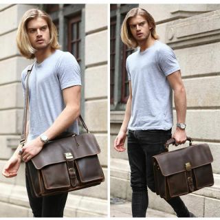 Vintage Men Leather Briefcase 17 