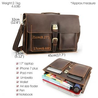 Vintage Men Leather Briefcase 17 