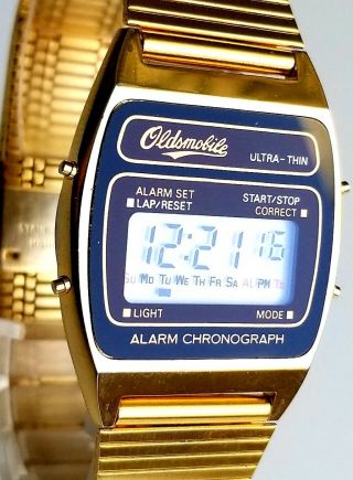 Ultra Rare,  Unique Digital Vintage Watch Oldsmobile Ultra Thin.  Alarm Chrono.
