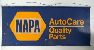 Vintage Napa Auto Care Quality Parts Double Sided Metal Sign By Scioto 1986