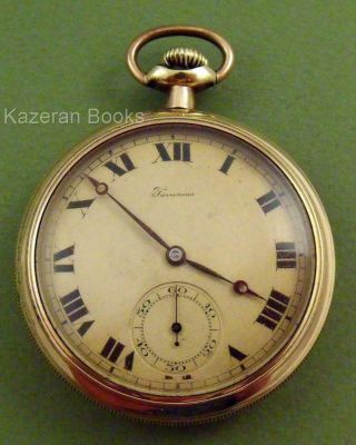 Antique Tavannes 17 Jewel Gold Plated Fob Pocket Watch C1910