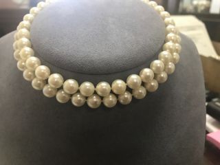 Vintage 26 " L,  8.  5mm Cultured Pearl Necklace 14k Gold Clasp