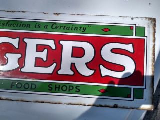 Vintage Rare 1920 ' s Porcelain metal Sign Rogers Grocery Store 2
