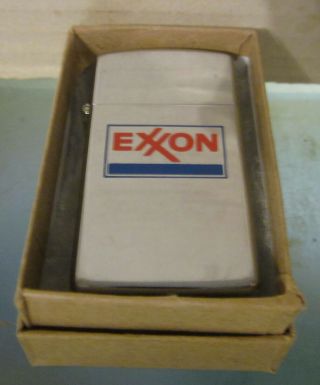 Vintage Rare 1983 Exxon Oil Gas Slim Zippo Lighter