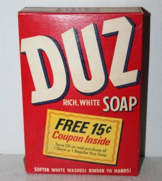 Duz Rich White Laundry Soap Detergent Cleaner Vintage Nos 1950/60s
