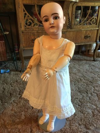 Antique Bisque Head Doll " M 16 " Made In Germany - 28 Inches Tall