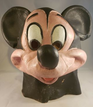 Creepy Vintage Rubber Mickey Mouse Halloween Mask For Adult - Circa Late 50 