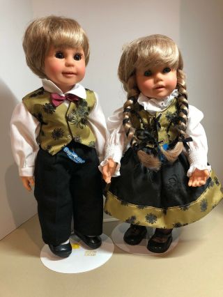 Engel Puppe German Anniversary Twins Rare Jointed Full Bodied Vinyl Dolls W/ Tag