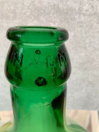Italian Demijohn Medium Vintage Green Bottle 16” tall.  “In Vem” on Neck. 3