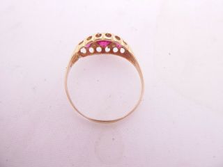 Fine 18ct/18k gold rose cut diamond & ruby Victorian ring,  750 3