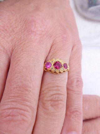 Fine 18ct/18k gold rose cut diamond & ruby Victorian ring,  750 4