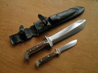 Vintage German Puma Solingen Knife Waidblatt 3588 Nicker 3587 Hunting Dagger Set