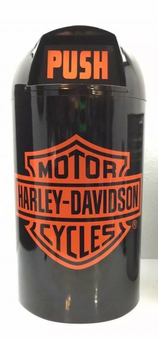 Rare Harley Davidson Bullet Trash Can,  Receptacle,  Black Trashcan - Collectible