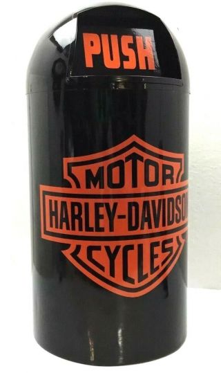 RARE HARLEY DAVIDSON BULLET TRASH CAN,  RECEPTACLE,  BLACK TRASHCAN - COLLECTIBLE 2