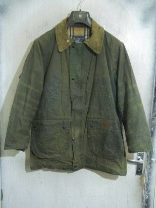 Vintage Burberry Waxed Cotton Shooting Hunting Jacket Size L,  Size