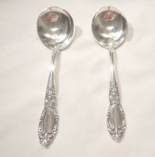 2 King Richard Sterling Silver Round Bowl Soup Spoons - Finest 1932 Towle