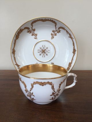 Antique Kpm Berlin Porcelain Gold Neuzierat Breakfast Cup & Saucer Set