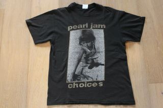 Vintage 1992 Pearl Jam Choices T - Shirt Large Black Tee Grunge Eddie Vedder 90s