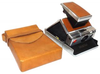Vtg Polaroid Sx - 70 Pop Up Instant Film Camera W/ Brown Leather Field Case Nr