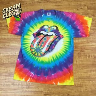 Vintage 1994 Liquid Blue Rolling Stones Rainbow Tie Dye Single Stitch Tee Xl