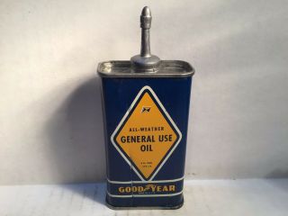 Vintage Goodyear Oil Can Handy Oiler Lead Top 4 Oz Rare Tin 3 Texaco Shell Mopar