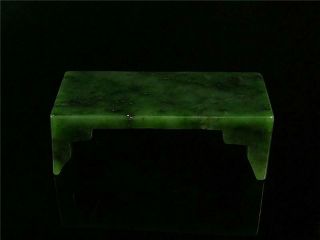Antique Old Chinese Spinach Green Nephrite Jade Brush Holder Statue