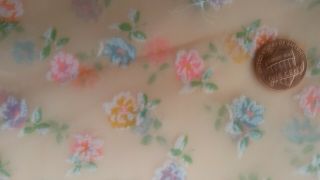 Vintage Flocked Fabric Sheer Petite Floral VERY Unique full uncut 3 yrds PLUS 3