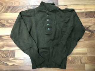 WWII US Army Olive Drab Green Jack Young Wool Henley Sweater Mens Sz M (38 - 40) 3