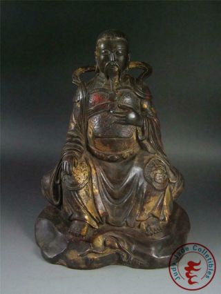 Very Large Old Chinese Gilt Bronze God Of Fu (blessing) Statue Qing Dynasty