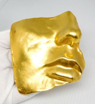 Vintage Robert Lee Morris 24k Gp Modernist Face Brooch 546t