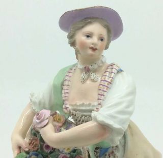 Antique Meissen Porcelain Figurine C72 Lady Girl Flower Basket мейсенский マイセン 2