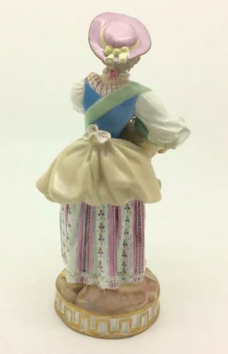 Antique Meissen Porcelain Figurine C72 Lady Girl Flower Basket мейсенский マイセン 7