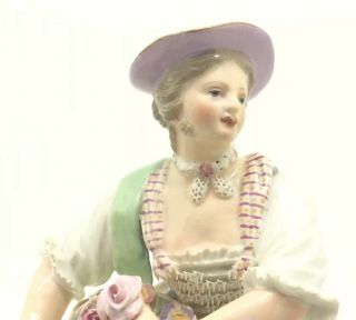 Antique Meissen Porcelain Figurine C72 Lady Girl Flower Basket мейсенский マイセン 8